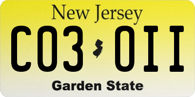 NJ license plate C03OII
