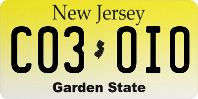NJ license plate C03OIO