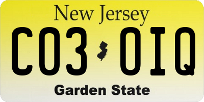 NJ license plate C03OIQ