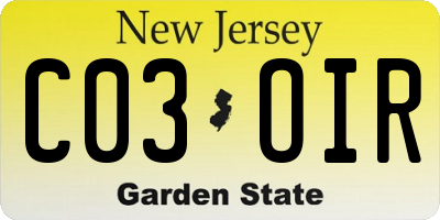 NJ license plate C03OIR