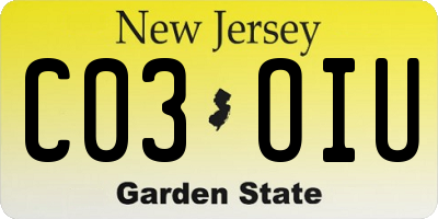 NJ license plate C03OIU