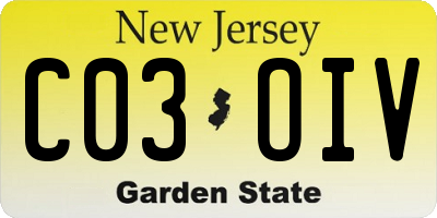 NJ license plate C03OIV