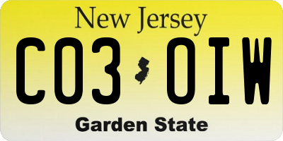 NJ license plate C03OIW