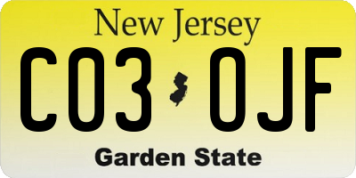 NJ license plate C03OJF