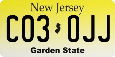 NJ license plate C03OJJ