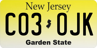 NJ license plate C03OJK