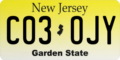 NJ license plate C03OJY