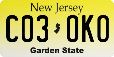 NJ license plate C03OKO