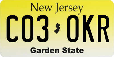 NJ license plate C03OKR