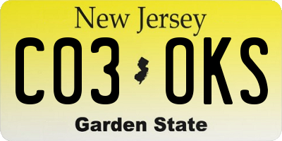 NJ license plate C03OKS