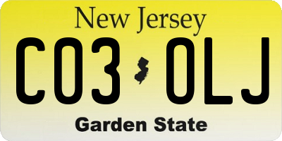 NJ license plate C03OLJ