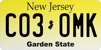 NJ license plate C03OMK