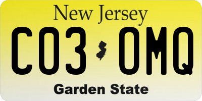 NJ license plate C03OMQ