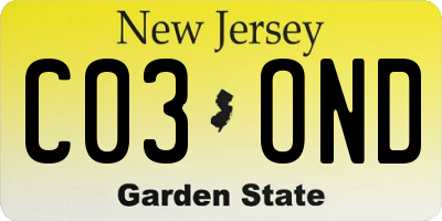 NJ license plate C03OND