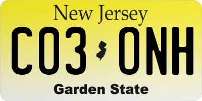 NJ license plate C03ONH