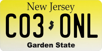 NJ license plate C03ONL