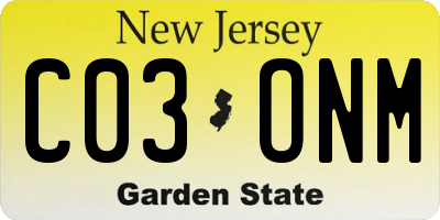 NJ license plate C03ONM