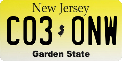 NJ license plate C03ONW
