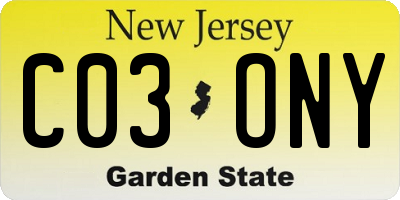 NJ license plate C03ONY