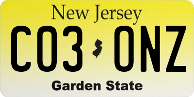 NJ license plate C03ONZ
