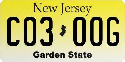 NJ license plate C03OOG