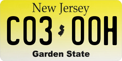 NJ license plate C03OOH