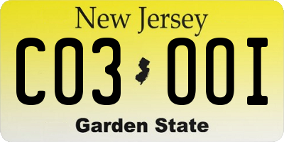 NJ license plate C03OOI