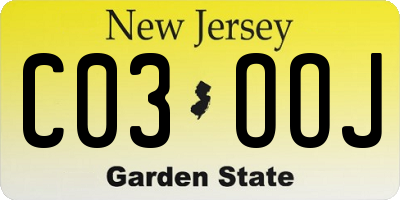 NJ license plate C03OOJ