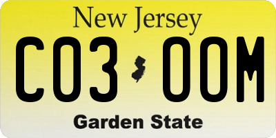 NJ license plate C03OOM