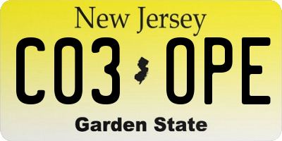 NJ license plate C03OPE