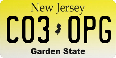 NJ license plate C03OPG
