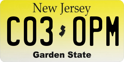 NJ license plate C03OPM