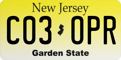 NJ license plate C03OPR