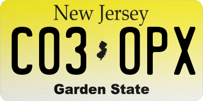 NJ license plate C03OPX