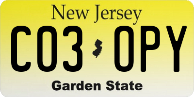 NJ license plate C03OPY