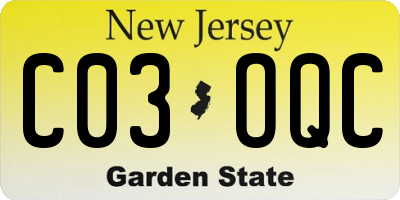 NJ license plate C03OQC
