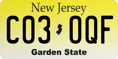 NJ license plate C03OQF