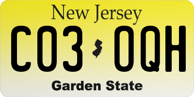 NJ license plate C03OQH