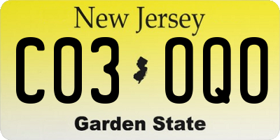 NJ license plate C03OQO