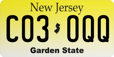 NJ license plate C03OQQ