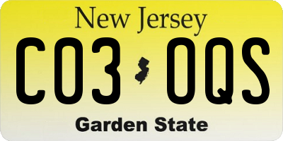 NJ license plate C03OQS