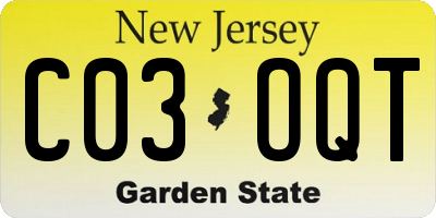 NJ license plate C03OQT