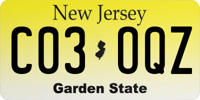 NJ license plate C03OQZ