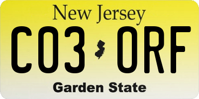 NJ license plate C03ORF