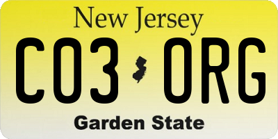 NJ license plate C03ORG