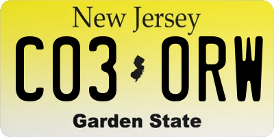 NJ license plate C03ORW