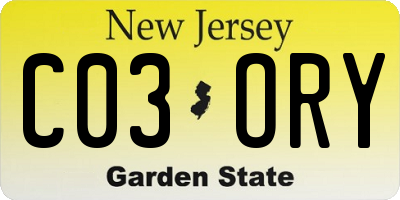 NJ license plate C03ORY