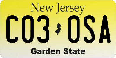 NJ license plate C03OSA