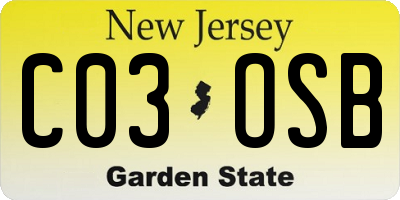 NJ license plate C03OSB