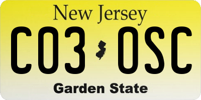 NJ license plate C03OSC